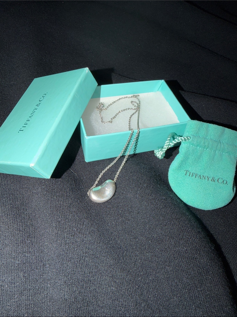 Tiffany & Co. Silver Bean Pendant Necklace